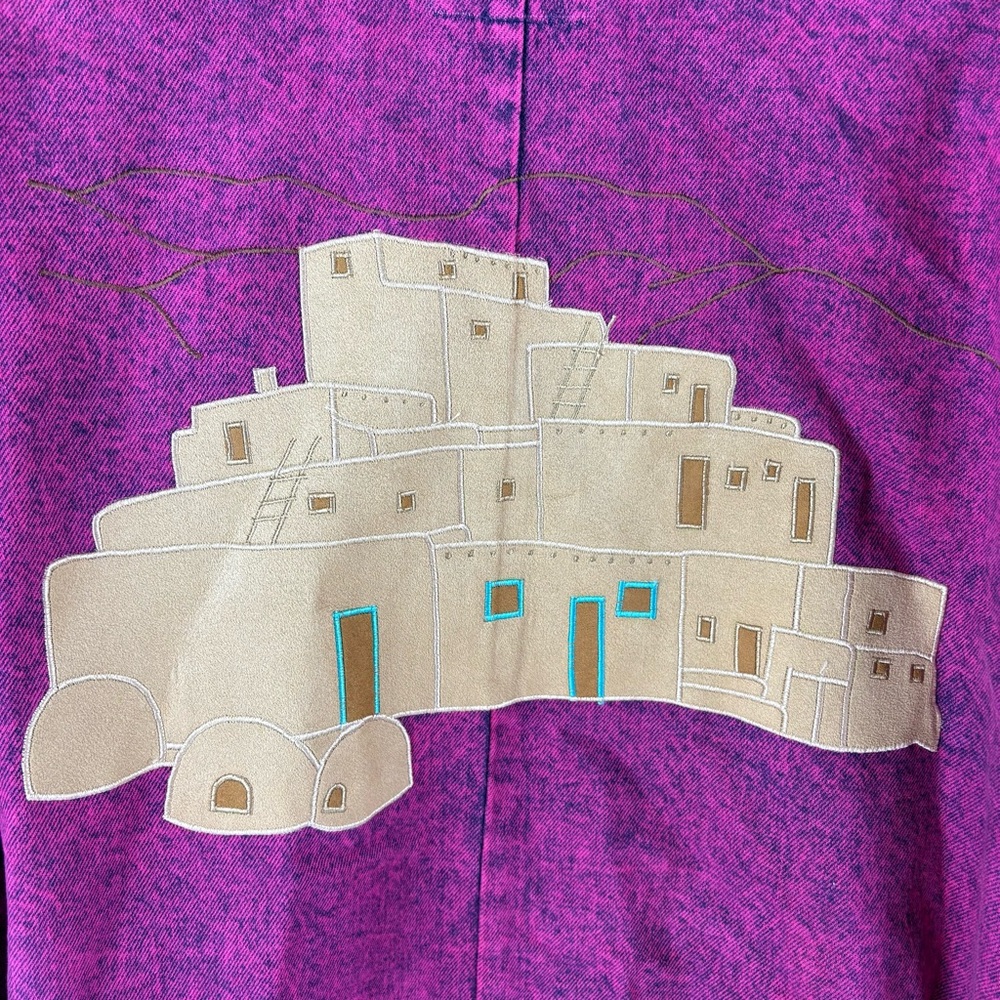 Denim Jean Jacket Pink Stonewashed Southwest Pueblo Taos Margaret Wasson Medium - Picture 4 of 13